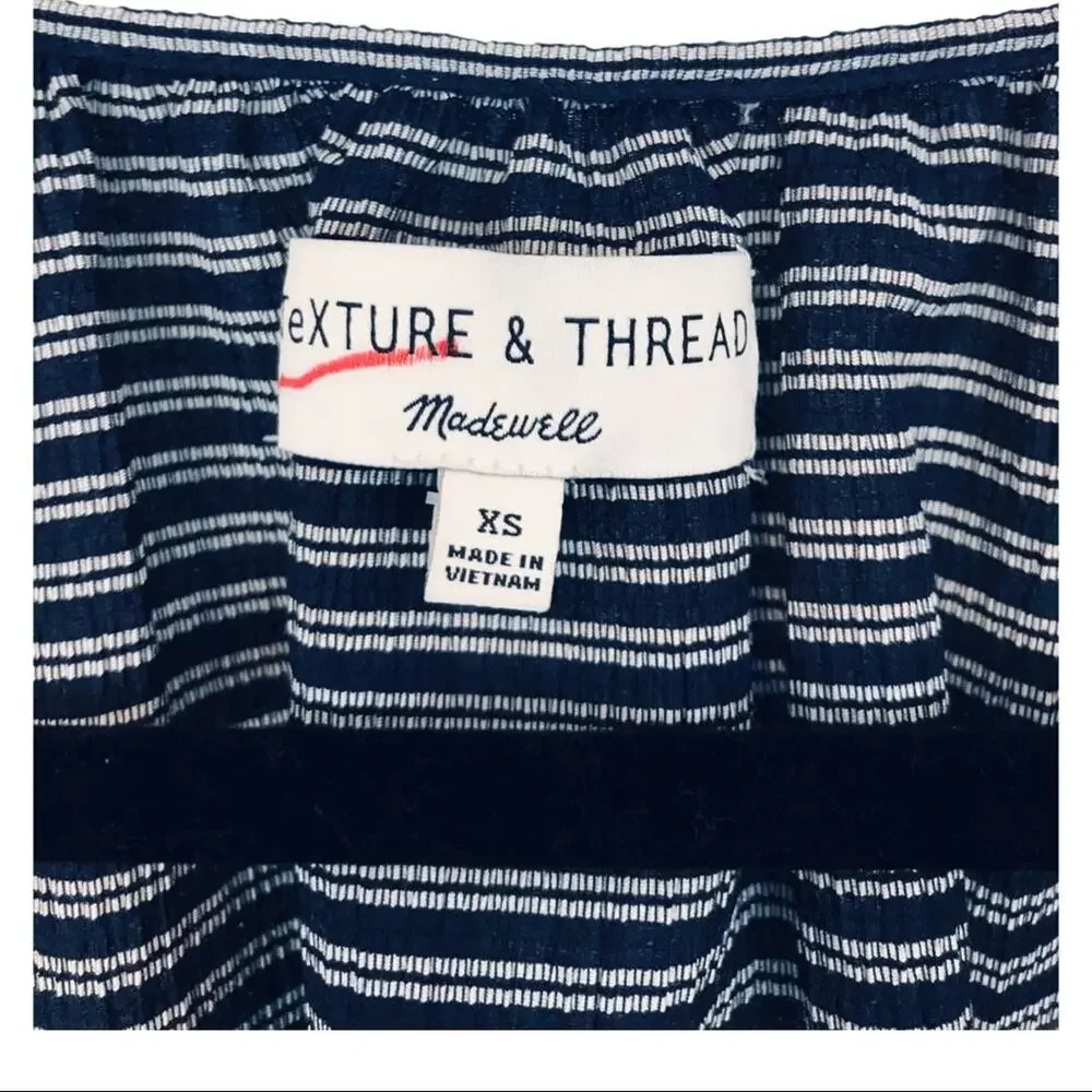 Madewell Texture & Thread Navy Stripe Peasant Top - Picture 12 of 13